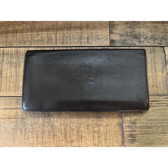 Loewe Handbags - Vintage Loewe Brown Leather Long Bifold Wallet Card Holder